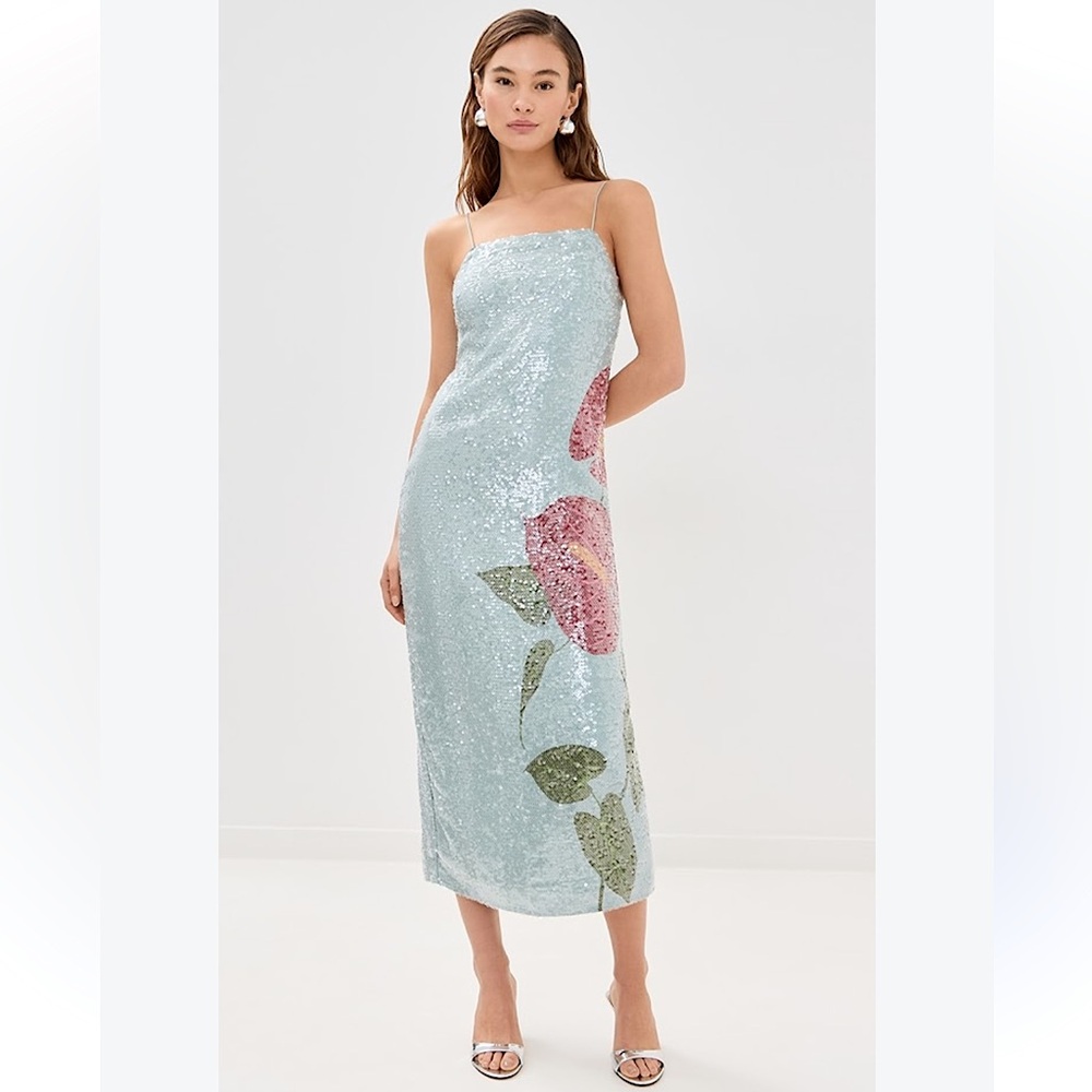 NWT Farm Rio / Anthropologie Anthurium Flowers Slip Maxi Dress, Size XS